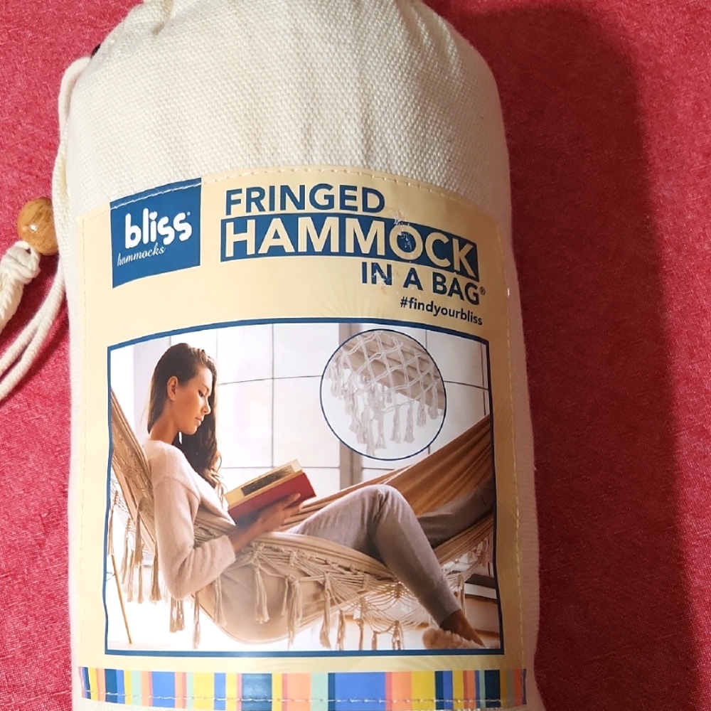 Bliss Cream Fringed Hammock in a Bag